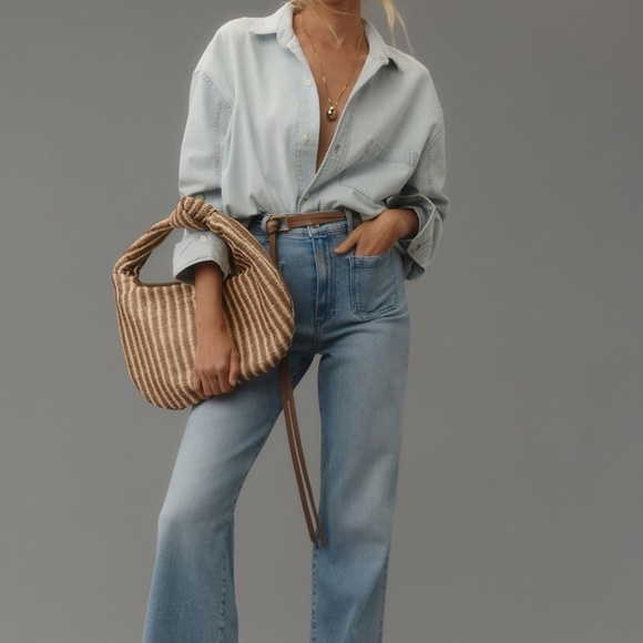 NWT Anthropologie The Brigitte Satchel by Melie Bianco: Raffia Edition - Picture 2 of 4